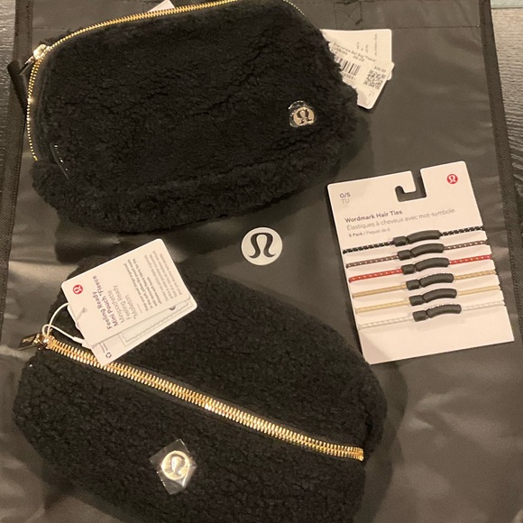 lululemon athletica Accessories - NWT Lululemon Bundle Feeling Ready Pouch Hair Ties Everywhere Bag Fleece Black